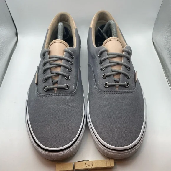 Vans off the wall grey canvas tan leather men’s low sneakers size 11.5 - Picture 3 of 9